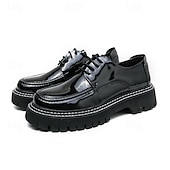 abordables Semi-formel-chaussures oxford à plateforme en similicuir verni pour hommes avec semelle crantée épaisse - chaussures formelles et décontractées élégantes pour le bureau, les événements et les fêtes
