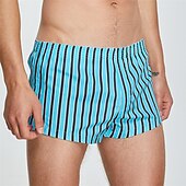 abordables Bóxer de hombre-Hombre 1 pc Boxer Boxers Cintura elástica 100% Algodón Transpirable Suave Cómodo Raya Tiro Medio Blanco Amarillo