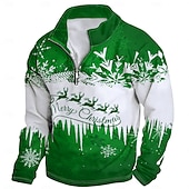 cheap Christmas Animal Outfit-New Year Christmas Men&#039;s Sweatshirt Long Sleeve Vacation Going out Streetwear Light Yellow Dark Yellow Light Blue Gray&amp;White Red2 Print Spring &amp;  Fall Designer S M L XL XXL 3XL