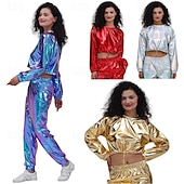 preiswerte Oberteile-1980er HipHop Glänzend Metallisch Bauchfreies Top Sweatshirt Disco Damen Karnevalskostüm Karneval Leistung Party Pride Parade Erwachsene Oberteil