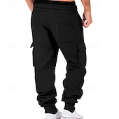 voordelige Joggingbroeken-Voor heren Jogger Broek Cargo-joggingbroek Zak Trekkoord Elastische taille Effen Comfort Buitensporten Dagelijks Modieus Casual Zwart Wit Micro-elastisch