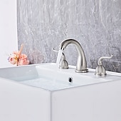 abordables Robinets de lavabo-robinets de salle de bain pour lavabo 3 trous 2 poignées robinets de lavabo de vanité robinet 3 trous pour lavabo de salle de bain robinets de lavabo de vanité avec eau chaude et froide