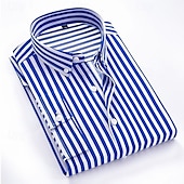 cheap Men&#039;s Button Down Shirts-Men&#039;s Dress Shirt Button Down Shirt Striped Shirt Collared Shirt Wedding Work Black White Red Navy Blue Long Sleeve Collar Clothing Apparel