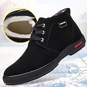 preiswerte Winter- und Schneestiefel-braune Winterstiefeletten aus Wildlederimitat mit Plüschfutter für Herren – warme Freizeitschuhe zum Schnüren für kaltes Wetter