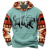 economico felpe 3d da uomo-Per uomo Mucca Felpe Felpa Soprabiti Felpa con cappuccio Girocollo Di tendenza Stampa 3D Feste Per eventi Abbigliamento di strada Marrone Verde A cordoncino Autunno Inverno progettista