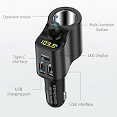 preiswerte Bluetooth Auto Kit/Freisprechanlage-FM-Transmitter BT 5.0 Auto-Kit Freisprecheinrichtung Auto-Musik-Player Zigarettenanzünder-Splitter Dual-USB-Autoladegerät