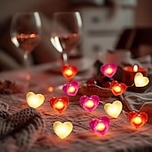 cheap Battery String Lights-Valentine&#039;s Day Decor 2M 20LED Fairy Lights Red Pink White Heart Lights String Battery Operated Valentines Decorations Heart Fairy Lights Romantic Decor Home Bedroom