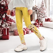 abordables pantalones navideños para niños-Chica 3D Graphic Caricatura Pantalones navideños Pantalones Polainas Primavera Otoño Activo Básico Niños 4-12 años Exterior Casual Diario Ajuste regular