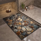 cheap Mats &amp; Rugs-Pebble Bathroom Rug, Polyester Rectangle Door Mat, Super Absorbent, Non-Slip, Easy-to-Clean, Stain-Resistant Bath Mat
