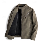 בגדי ריקוד גברים ז'קטים מעור מעיל פליס מעיל אופנוענים מעיל עור וינטג' יומי חופשה עמיד שמור על חום הגוף כיס סתיו חורף אחיד אופנתי קלסי עומד רגיל שחור חום תלתן Jackets זול מעיין עור-בגדי ריקוד גברים ז'קטים מעור מעיל פליס מעיל אופנוענים מעיל עור וינטג' יומי חופשה עמיד שמור על חום הגוף כיס סתיו חורף אחיד אופנתי קלסי עומד רגיל שחור חום תלתן Jackets
