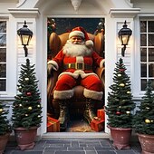 levne Vánoční kryty dveří-vánoční ozdoby na dveře kryty dveří Vánoce Santa jízda na kole tapisérie dveřní závěs dekorace pozadí vnitřní / venkovní banner dveří pro přední dveře statek vánoční dovolená party dekorace zásoby