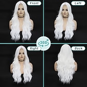 economico Parrucche trendy sintetiche-parrucca lunga parrucche ondulate per donne parte centrale parrucche ricce parrucca sintetica riccia naturale parrucche cosplay in fibra resistente al calore per uso quotidiano alle feste
