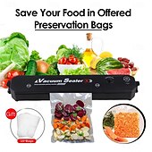 abordables Appareil de scellement-Machine à sceller sous vide 60kpa machine à sceller sous vide alimentaire multifonction automatique avec 10 sacs alimentaires pour légumes et fruits us/eu/en plag