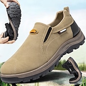 preiswerte Herrenpantoletten &amp; -slipper-Beige Herren-Outdoor-Schuhe zum Reinschlüpfen mit rutschfester, robuster Sohle und schwarzen Akzenten – bequemes Freizeitschuhwerk für den Alltag