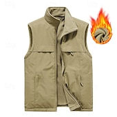 cheap Vests-Men&#039;s Hiking Vest Hiking Fleece Vest Sleeveless Vest Outdoor Thermal Warm Fleece Lining Comfortable Winter Multiple Pockets Polyester Black Army Green Khaki Hunting Fishing Climbing