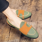 cheap Semi-Formal-Men&#039;s Loafers &amp; Slip-Ons Penny Loafers Suede Nylon Comfortable Slip Resistant Loafer Buckle White Green Color Block