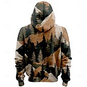 baratos moletons 3d masculinos-Homens camuflagem Veado Moletons Casacos Moletom com capuz Gola Redonda Moda Impressão 3D Feriado Para Noite Streetwear Verde Tropa Com Cordão Outono Inverno Designer