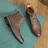 levne Kotníkové boty-pánské hnědé šněrovací kotníkové boty z umělé kůže s brogue detailem a robustní podrážkou – klasický a odolný outdoorový styl