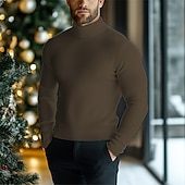 abordables Pull col rond-Homme Pull Pull en tricot A côtes Tricoter Normal Tricoté Plein Col Roulé Mode Décontractées Usage quotidien Rendez-vous Vêtement Tenue Automne hiver Noir Blanche S M L