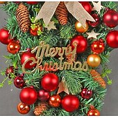 abordables Couronnes, Guirlandes &amp; Décorations-couronne de Noël en rotin pour porte d&#039;entrée, décoration murale, boule, pendentif d&#039;arbre à l&#039;envers, décoration créative, mise en page de scène de fenêtre, arc, porte suspendue