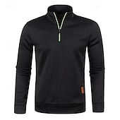 preiswerte Herrenpullover-Herren Pullover Strickpullover Pullover mit Viertelreißverschluss Gerippt Stricken Standard Strick Glatt Viertel Postleitzahl Modisch Basic Urlaub Freizeitskleidung Bekleidung Herbst Winter Schwarz