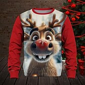 preiswerte Jungen 3D Tiere-Jungen 3D Graphic Hirsch Weihnachts-Sweatshirt Pullover Langarm Frühling Herbst Modisch Basic kinderkleidung 4-12 Jahre Rundhalsausschnitt Outdoor Casual Täglich Regular Fit