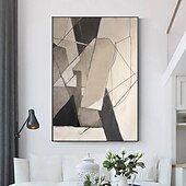billiga Stilleben-stor abstrakt canvaskonst handgjord grå minimalistisk abstrakt målning handmålad nordisk abstrakt målning för vardagsrum abstrakt målning boho abstrakt väggkonst på duk stor canvasmålning
