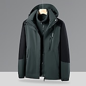 cheap Fleece &amp; 3 in 1 Jackets-Men&#039;s Softshell Jacket Hiking Jacket Winter Outdoor Color Block Thermal Warm Sun Protection Windproof Water Resistant 3-in-1 Jacket Lightweight Jacket Windbreaker Jacket Traveling Black Red Blue Dark