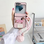 رخيصةأون جراب سامسونج-هاتف غطاء من أجل زد فليب 6 Z Flip 5 Z Flip 4 Z Flip 3 غطاء خلفي مع رباط المعصم ضد الصدمات مكتب  /  الأعمال TPU جلد PU