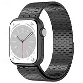 baratos Pulseiras de Apple Watch-Loop Solo Compatível com Pulseira Apple Watch 38mm 40mm 41mm 42mm 44mm 45mm 49mm Fecho Magnético Ajustável Aço Inoxidável pulseira de substituição para iwatch Ultra 2 Series 9 8 7 SE 6 5 4 3 2 1