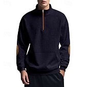 baratos Suéteres básicos-Homens Moletom Moletom com zíper Preto Branco Azul Marinha Cinza Claro Cinzento Escuro Meio Zíper Bloco de cor Bolso frontal Textura Desportos e Ar livre Diário Feriado Poliéster Roupa de rua Básico