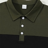 levne Pánské klasické polo-Pánské Golfová košile Golfové polokošile Práce Ležérní Klopa Dlouhý rukáv Základní Moderní Barevné bloky Slátanina Knoflíky Jaro &amp; podzim Běžný Černá Bílá Armádní zelená Šedá Golfová košile