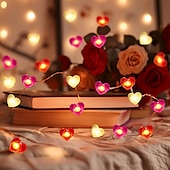 cheap Battery String Lights-Valentine&#039;s Day Decor 2M 20LED Fairy Lights Red Pink White Heart Lights String Battery Operated Valentines Decorations Heart Fairy Lights Romantic Decor Home Bedroom