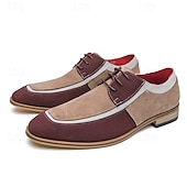 abordables Semi-formel-chaussures oxford à lacets de style vintage pour hommes – design en toile bicolore et similicuir pour une tenue formelle et décontractée