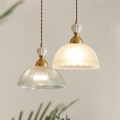 economico Luci a sospensione-lampada a sospensione moderna di metà secolo con paralume a forma di ciotola in vetro semplice, 85-265 V