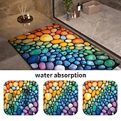 cheap Mats &amp; Rugs-Pebble Bathroom Rug, Polyester Rectangle Door Mat, Super Absorbent, Non-Slip, Easy-to-Clean, Stain-Resistant Bath Mat