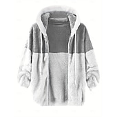 billiga fleece sweatshirts-Herr Huvtröja med dragkedja Fleece-jacka Huvtröja i fleece Svart Marinblå Kaki Grå Huva Färgblock Dragkedja Lappverk Sport &amp; Utomhus Ledigt Dagligen Polyester Streetwear Ledigt Höst vinter Kläder Pull