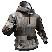 economico felpe 3d da uomo-Per uomo A quadri Felpe Felpa Soprabiti Felpa con cappuccio Girocollo Di tendenza Stampa 3D Feste Per eventi Abbigliamento di strada Grigio A cordoncino Autunno Inverno progettista
