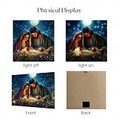 cheap LED Wall Art-Christmas Nativity Scene LED Canvas Wall Art LED Lighted Up Wall Decor 2AA Battery Operated Lighted Canvas Print LED Light Kitchen Bedroom or Home Decor