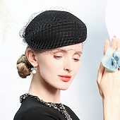 tanie Kapelusze na przyjęcia-czapki 100% wełniany beret kapelusz melonik / kapelusz typu cloche wesele przyjęcie herbaciane eleganckie wesele z czystym kolorem tiulu nakrycie głowy