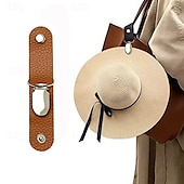 abordables Gorros-Clip de cuero multifuncional para sombreros para viajar y acampar: sujeta el sombrero de forma segura al bolso o al equipaje