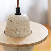 economico Luci a sospensione-wabi sabi lampada a sospensione in pietra naturale decor lampada a sospensione in cemento lampada a sospensione in travertino comodino corridoio bar club paralume in legno 20 cm 85-265v