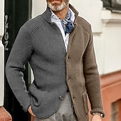 preiswerte Herren Strickjacke-Herren Jacquard-Pullover Strickjacke Kurzer Pullover Gerippt Stricken Standard Strick Button-Down Farbblock Schalrevers Modisch Klassisch Freizeitskleidung Verabredung Bekleidung Herbst Winter