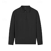 halpa Loma-Miesten Vohveli poolopaidat Quarter Zip Polo Päivittäin Pyhäpäivä Neljänneksen postinumero Pitkähihainen Muoti Moderni Tavallinen 2-osainen 봄 &amp; Syksy Normaali Musta Valkoinen Sininen Khaki Vaalean
