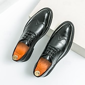 abordables Officiel-chaussures richelieu marron pour hommes avec bout d&#039;aile et semelle en caoutchouc - chaussures formelles classiques pour les affaires, le bureau et les événements spéciaux
