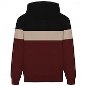 economico Schema Geometrico-Per uomo Blocco di colori Pile Felpe con cappuccio Moda Etnico Manica Lunga Con Cappuccio Feste Abbigliamento casual alla moda Rosso Blu Coulisse Autunno Inverno progettista