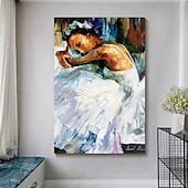 cheap People Paintings-Hand painted Abstract Ballerina Dancing Girl Modern Paintings On Canvas handmade Rich Painting Modern Wall Art Hand Painted Artwork oil painting for Living Room Wall Decoration