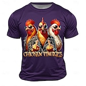 billiga T-shirts med djurmönster-Herr Tupp T-shirt Kortärmad T-shirt 3D-tryck Rund hals Skjorta Mode Fritids- Gata Utomhussport Dagligen Svart Vit Rubinrött Sommar Vår Kläder S M L XL XXL XXXL
