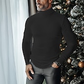 voordelige basis t-shirts-Voor heren T-shirt Coltrui Shirt met lange mouwen Lange mouw Opstaand Herfst winter Effen Lichtgewicht Klassiek Casual Klassiek Buiten Casual Sport Zwart Wit Grijs Top T-shirt voor mannen