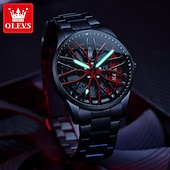 Недорогие Кварцевые часы-Часы OLEVS Men Quartz - креативные модные повседневные наручные часы со светящимися элементами и водонепроницаемыми стальными украшениями